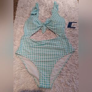 Aqua Gingham Swimsuit